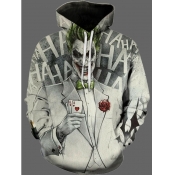 lovely Street Hooded Collar Clown Print Grey Men H