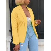 lovely Casual Turndown Collar Basic Yellow Blazer