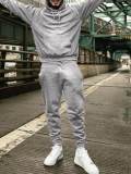 LW BASICS Men Casual Hooded Collar Grey Tracksuit Set