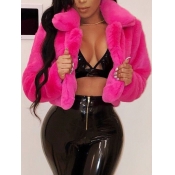 Lovely Stylish Turndown Collar Zipper Design Rose 