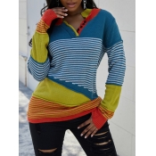 Lovely Stylish Striped Patchwork Yellow Sweater