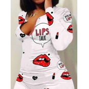 Lovely Lip Print White Romper