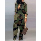 LW Casual Camo Print Army Green Jumpsuit