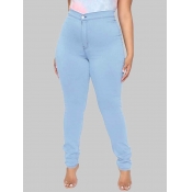 lovely Casual Basic Skinny Blue Plus Size Jeans