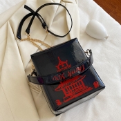 Lovely Street Letter Print Chain Strap Black Cross