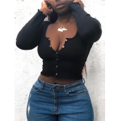 LW Street Buttons Design Black T-shirt