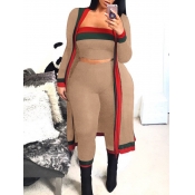LW Plus Size Casual Patchwork Khaki Three-piece Pa
