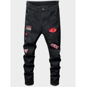 Lovely Trendy Print Black Men Jeans
