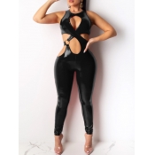 lovely Sexy Hollow-out Black One-piece Jumpsuit