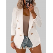 lovely Stylish Buttons Design White Blazer