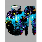 lovely Casual Hooded Collar Graffiti Print Multico