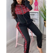 lovely Sportswear Zipper Design Patchwork Black Tw