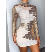 lovely Chic Half A Turtleneck Sequined Patchwork W