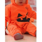 lovely Sweet Hooded Collar Cartoon Orange Boy One-