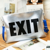 LW Stylish Letter Print Silver Crossbody Bags