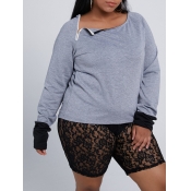 lovely  Casual Zipper Design Grey Plus Size Hoodie