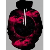 Lovely Stylish Hooded Collar Starry Sky Print Blac