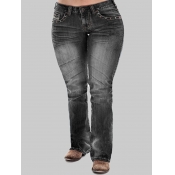 Lovely Casual Basic Black Plus Size Jeans