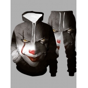 LW Men Figure Print Kangaroo Pocket Tracksuit Set
