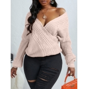 Lovely Street V Neck Loose Pink Sweater