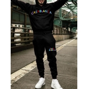 LW Men Leisure Hooded Collar Letter Print Oversize