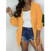 Lovely Casual Loose Yellow Coat