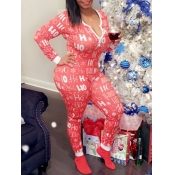 Lovely Leisure Print Skinny Red Sleepwear