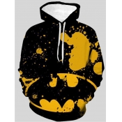LW Men Hooded Collar College Graffiti Oversized Ho