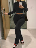 LW BASICS Crop Top Drawstring Stacked Tracksuit Set