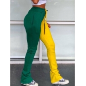 Lovely Street Letter Patchwork Green Pants