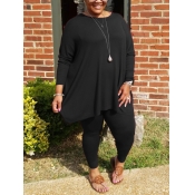 LW Plus Size Round Neck Asymmetrical Pants Set