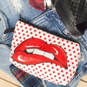 Lovely Stylish Lip Print Red Makeup Bag
