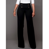 Lovely Trendy Buttons Design Black Pants
