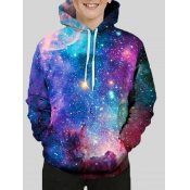 Lovely Trendy Hooded Collar Starry Sky Print Gradi