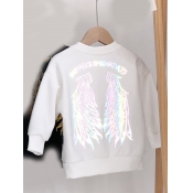 Lovely Casual O Neck Print White Girl Hoodie