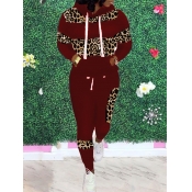 Lovely Casual Hooded Collar Leopard Print Patchwor
