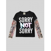 Lovely Street Letter Print Black Boy T-shirt