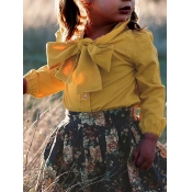 lovely Sweet Shirt Collar Lace-up Yellow Girl Two-