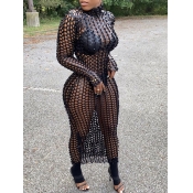 Lovely Sexy Turtleneck Hollow-out Black Ankle Leng