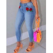 Lovely Street Rose Skinny Blue Jeans