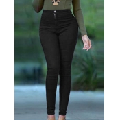Lovely Casual Skinny High-waisted Black Jeans
