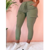 Lovely Street Pocket Patched Army Green Pants
