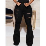 Lovely Casual Hollow-out Skinny Black Jeans