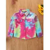 Lovely Street Shirt Collar Tie-dye Multicolor Girl