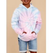 Lovely Casual Hooded Collar Tie-dye Skyblue Boy Ho