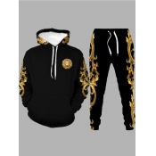 LW Men Embroidered Kangaroo Pocket Tracksuit Set