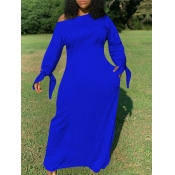 LW Plus Size Casual Basic Loose Blue Maxi Dress