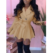 Lovely Trendy Turndown Collar Leopard Print Patchw