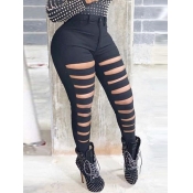 Lovely Street Hollow-out Black Pants