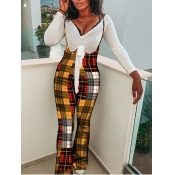 Lovely Trendy Gird Print Multicolor One-piece Jump